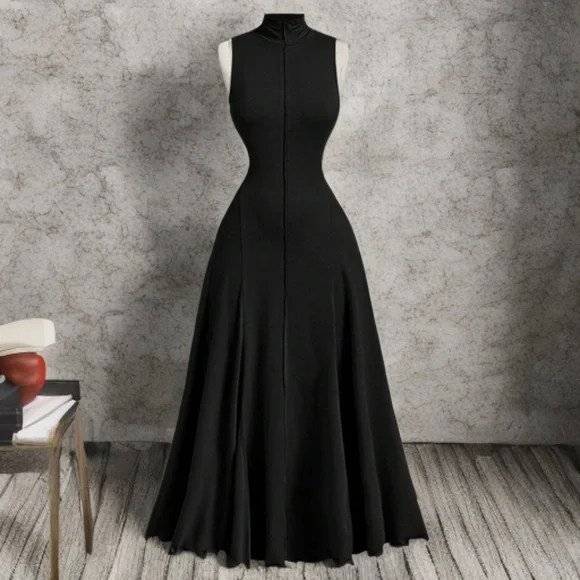 Women's Turtleneck Sleeveless Dress - Picture 4 of 8